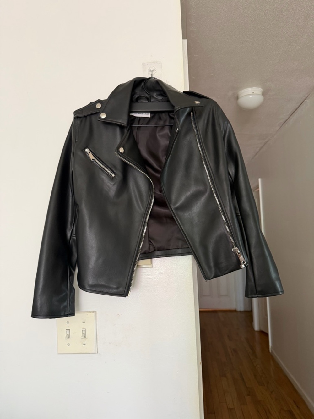 Mango Black Faux Leather Moto Jacket